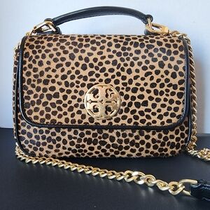 Tory Burch Leopard Print Mini Bag with Gold Accents